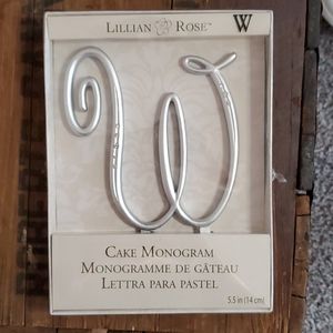 "W" Lillian Rose cake monogram cake topper